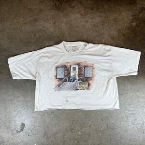 The Far Side white cartoon school for the gifted tee cropped women's M/L